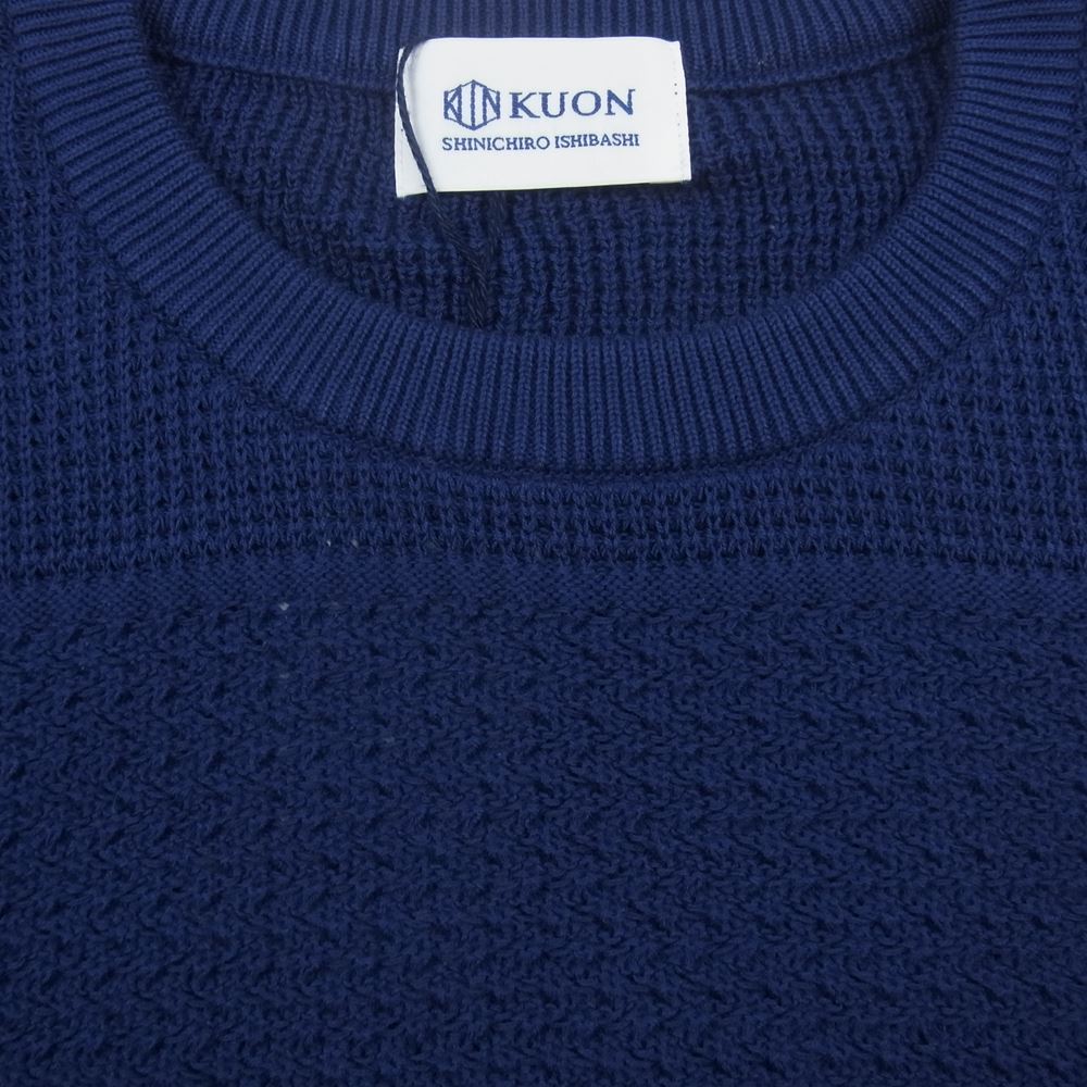クオン 113KN022100 Gradient Knit Cotton Crewneck Sweater グラディエント ニット コットン クルーネック セーター ネイビー系 L【新古品】【未使用】【中古】