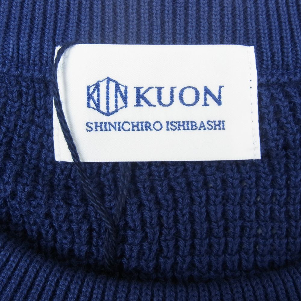 クオン 113KN022100 Gradient Knit Cotton Crewneck Sweater グラディエント ニット コットン クルーネック セーター ネイビー系 L【新古品】【未使用】【中古】