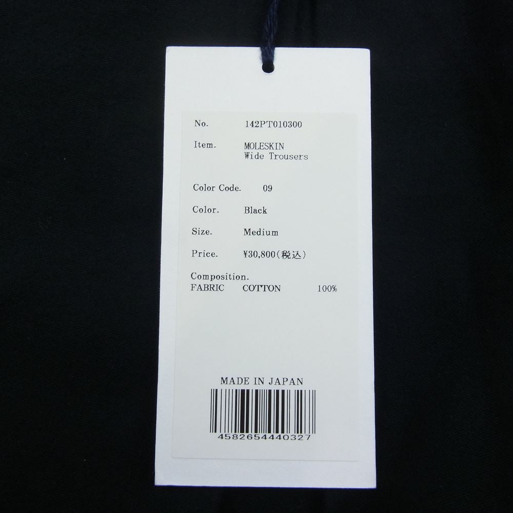 クオン 142PT010300 MOLESKIN Wide Trousers モールスキン ワイド トラウザーズ パンツ ブラック系 M【新古品】【未使用】【中古】