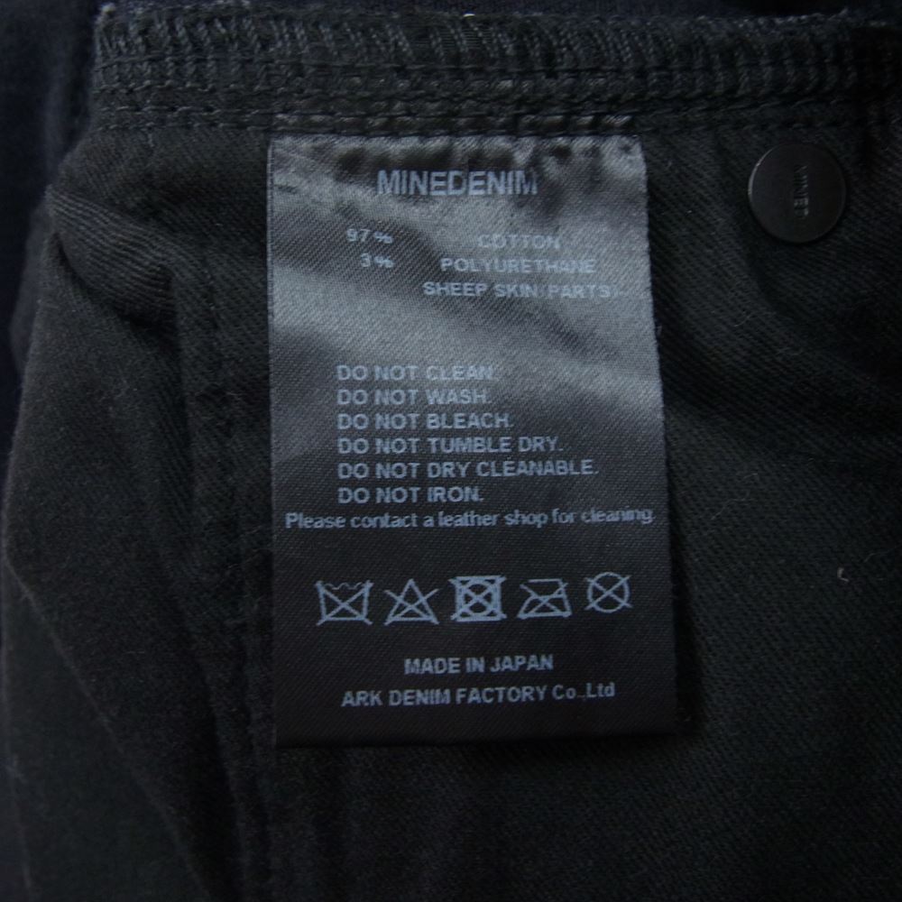MINEDENIM マインデニム 2011-1001-96-322 Slim STR 5pocket OWS デニム パンツ リペア クラッシュ 加工 ブラック系 9【新古品】【未使用】【中古】