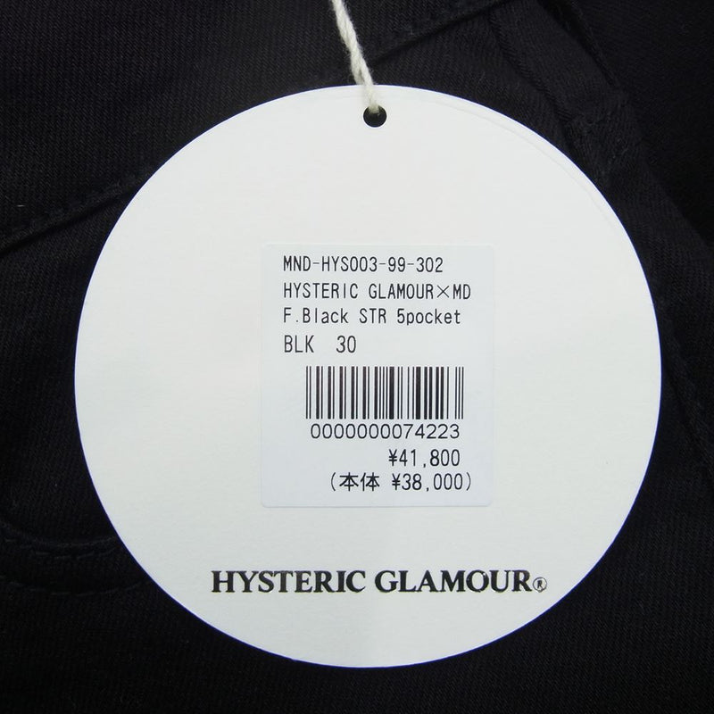 HYSTERIC GLAMOUR ヒステリックグラマー MND-HYS003-99-302 × MINEDENIM マインデニム F.Black STR 5pocket OWS パンツ ブラック系 30【新古品】【未使用】【中古】