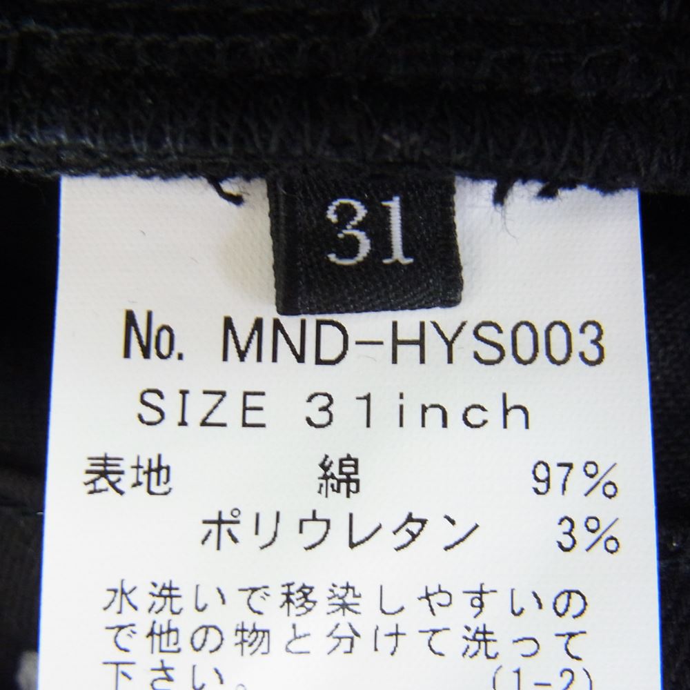 HYSTERIC GLAMOUR ヒステリックグラマー MND-HYS003-99-312 × MINEDENIM マインデニム F.Black STR 5pocket OWS パンツ ブラック系 31【新古品】【未使用】【中古】