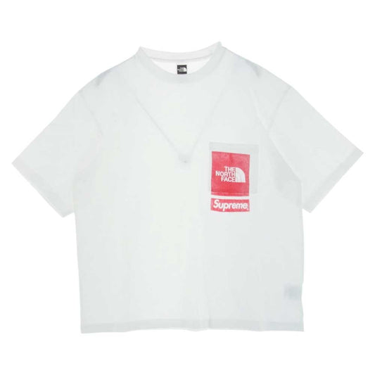 Supreme シュプリーム 23SS  × THE NORTH FACE Printed Pocket Tee ロゴプリントポケット 半袖 Tシャツ ホワイト系 S【新古品】【未使用】【中古】