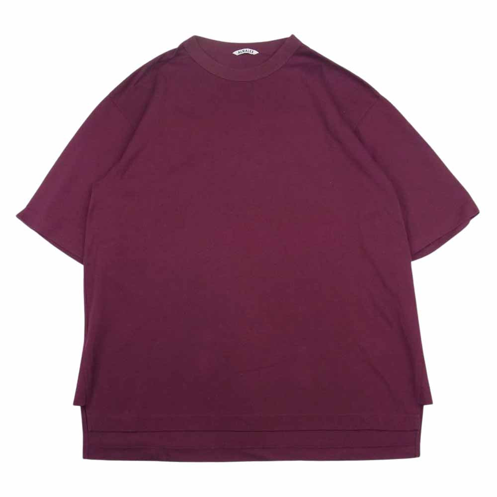 AURALEE オーラリー 21SS A21ST02EK SUPER FINE COTTON SALT SHRINK PIQUE BIG TEE ビッグ Tシャツ ワインレッド系 4【中古】