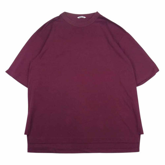 AURALEE オーラリー 21SS A21ST02EK SUPER FINE COTTON SALT SHRINK PIQUE BIG TEE ビッグ Tシャツ ワインレッド系 4【中古】
