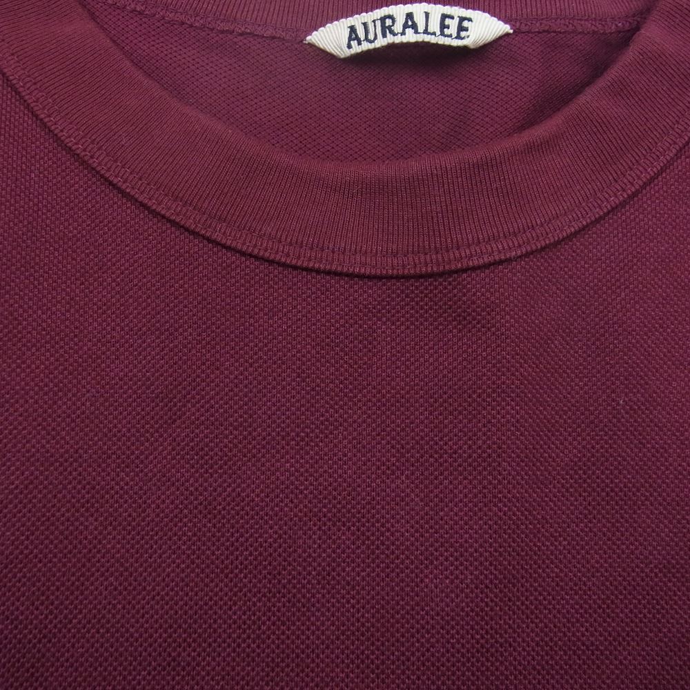 AURALEE オーラリー 21SS A21ST02EK SUPER FINE COTTON SALT SHRINK PIQUE BIG TEE ビッグ Tシャツ ワインレッド系 4【中古】