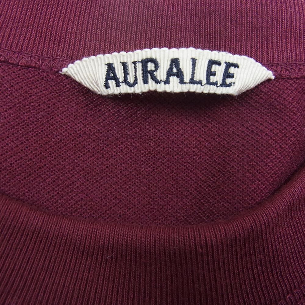 AURALEE オーラリー 21SS A21ST02EK SUPER FINE COTTON SALT SHRINK PIQUE BIG TEE ビッグ Tシャツ ワインレッド系 4【中古】