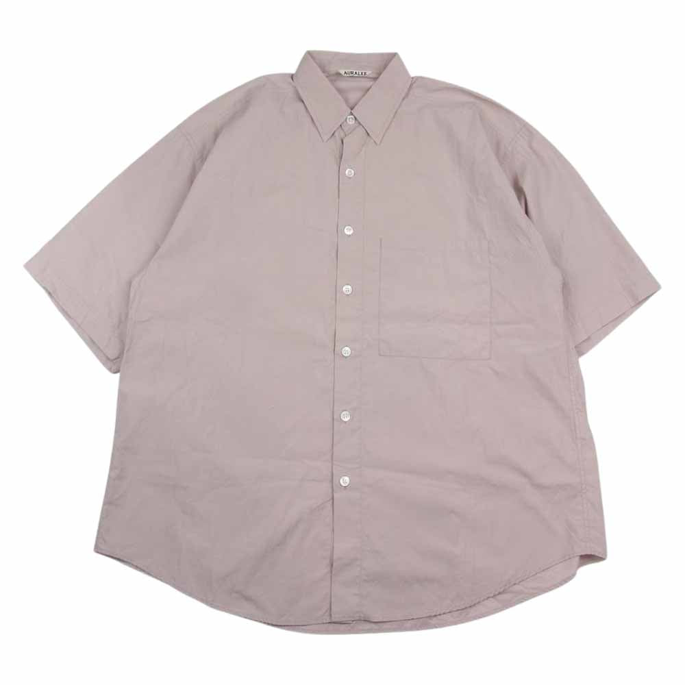 AURALEE オーラリー A9SS02TN WASHD FINX TWILL HALF SLEEVED BIG SHIRTS  ビッグ 半袖 シャツ ピンク系 4【中古】