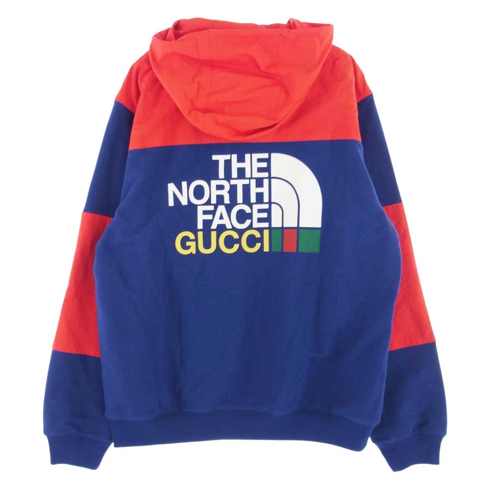 GUCCI グッチ × The North Face ノースフェイス エディション パープル レッド ロゴ ジップアップ フーディ レッド系 パープル系 M【極上美品】【中古】