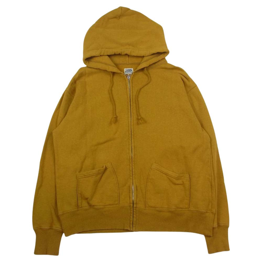 TENDERLOIN テンダーロイン T-PARKA ZIP LOGO ロゴ バックプリント ジップアップ スウェット パーカー マスタード系 S【中古】