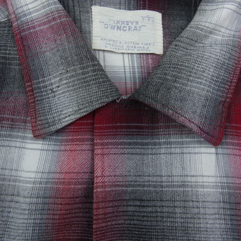 タウンクラフト 船タグ 60s シャドーチェック レーヨンシャツ レッド グレー系 レッド系【中古】