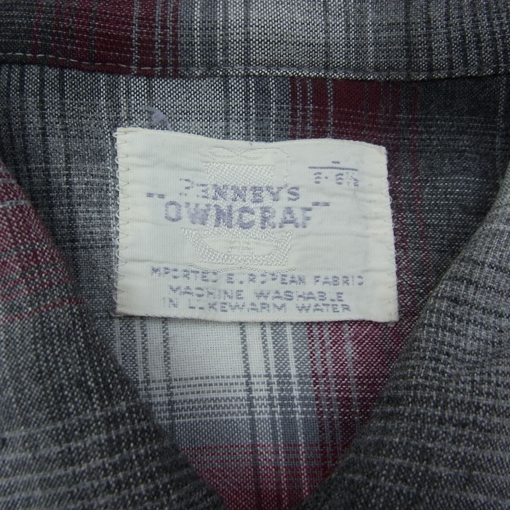 タウンクラフト 船タグ 60s シャドーチェック レーヨンシャツ レッド グレー系 レッド系【中古】