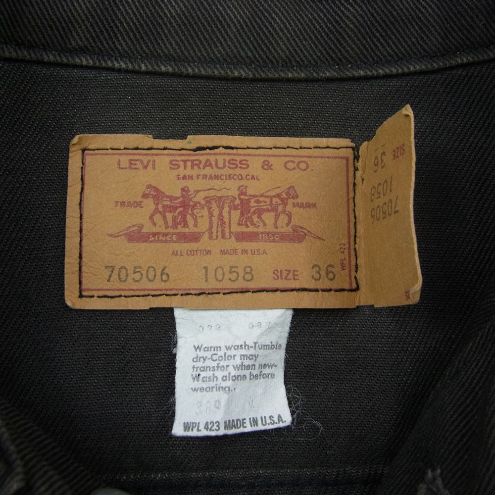 Levi's リーバイス 70506 1058  80s USA製 白タブ コットンツイル ジャケット ダークブラウン系 36【中古】