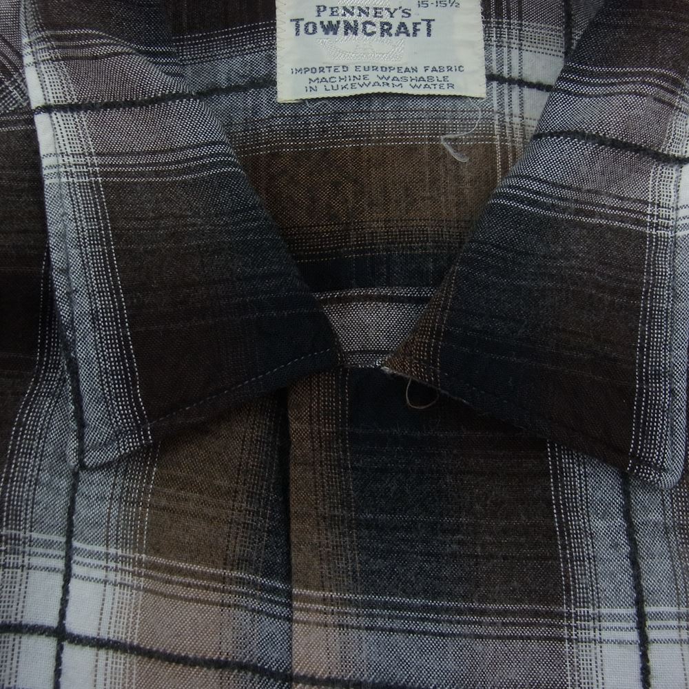 タウンクラフト 船タグ 60s シャドーチェック レーヨンシャツ ブラウン