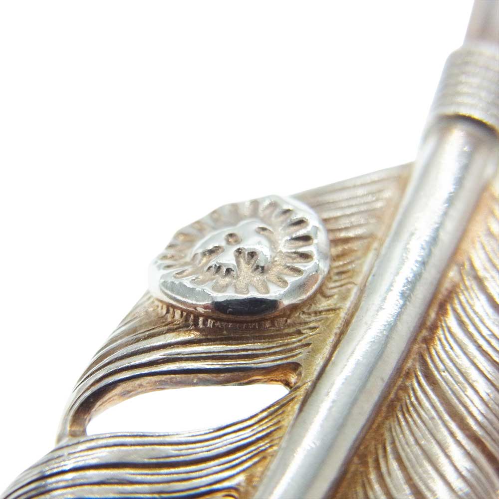 WINGROCK ウィングロック 先金 K18 特大 フェザー ネックレス ペンダント トップ シルバー ゴールド系 シルバー系【中古】