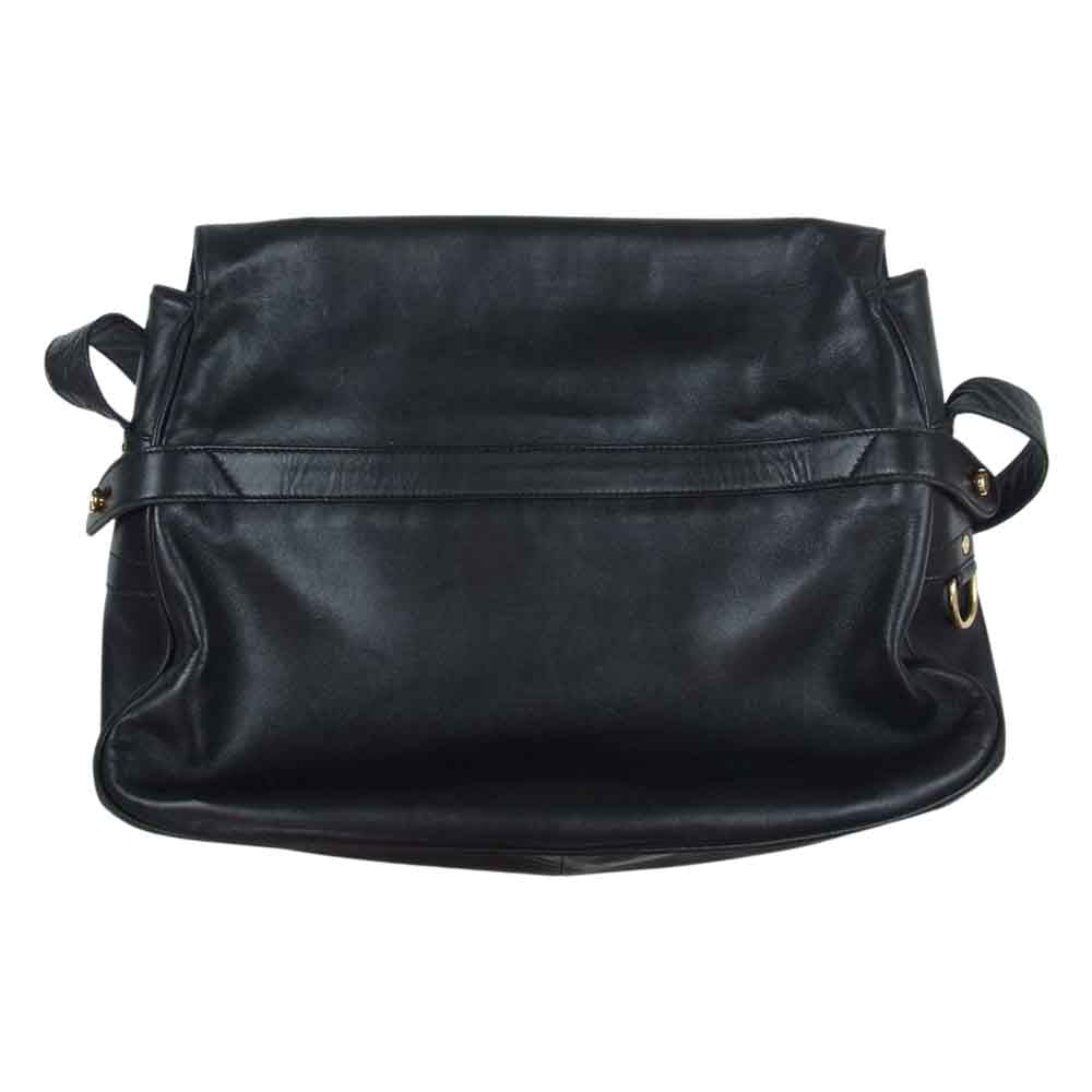 HUNTING WORLD ハンティングワールド イタリア製 レザー ショルダー バッグ ブラック系【中古】