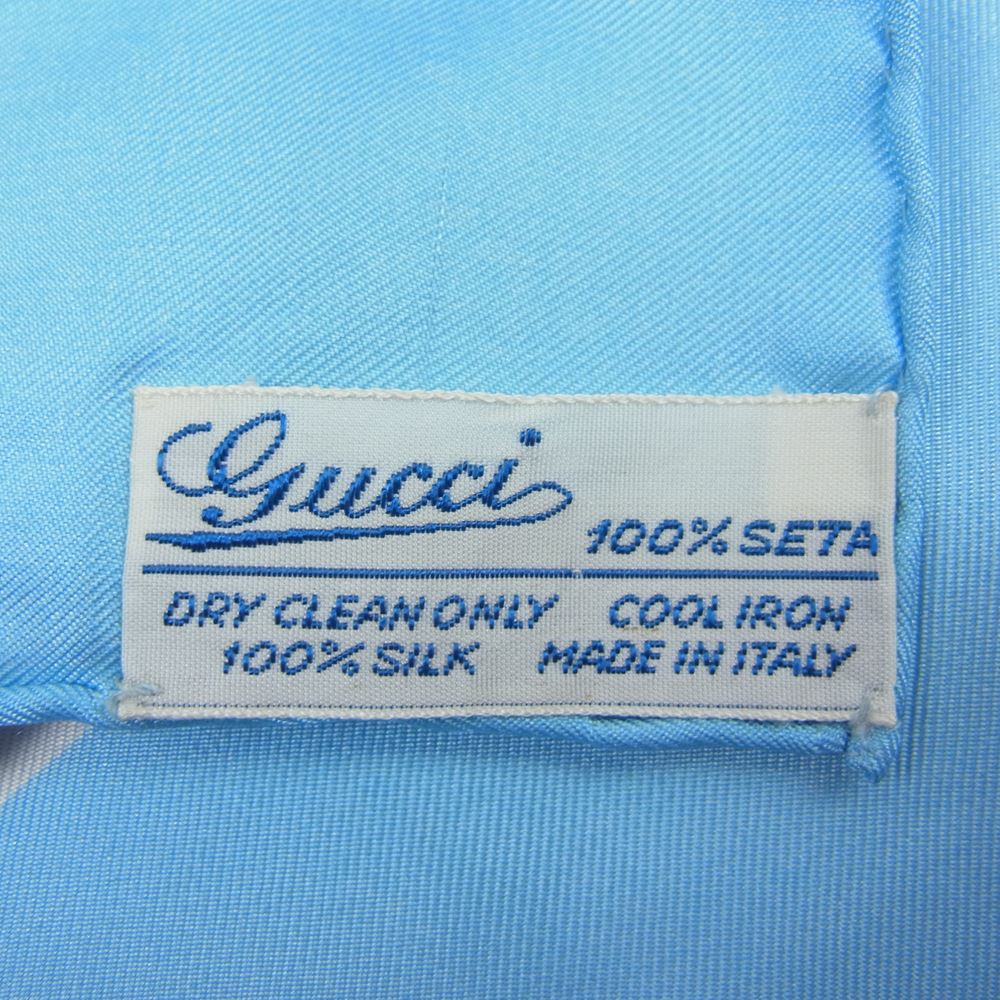 GUCCI グッチ オールド フラワー フローラ シルク スカーフ ブルー系【中古】
