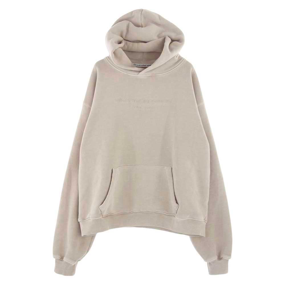 Alexander Wang アレキサンダーワン 22SS UCC3221534 SWEATSHIRT HOODIE WITH EMBOSSED LOGO  エンボスロゴ刺繍 フーディー スウェット パーカー ベージュ系 M【中古】