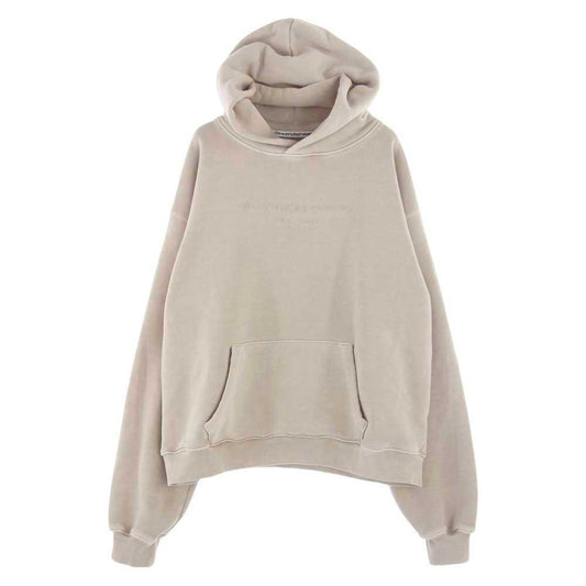 Alexander Wang アレキサンダーワン 22SS UCC3221534 SWEATSHIRT HOODIE WITH EMBOSSED LOGO  エンボスロゴ刺繍 フーディー スウェット パーカー ベージュ系 M【中古】