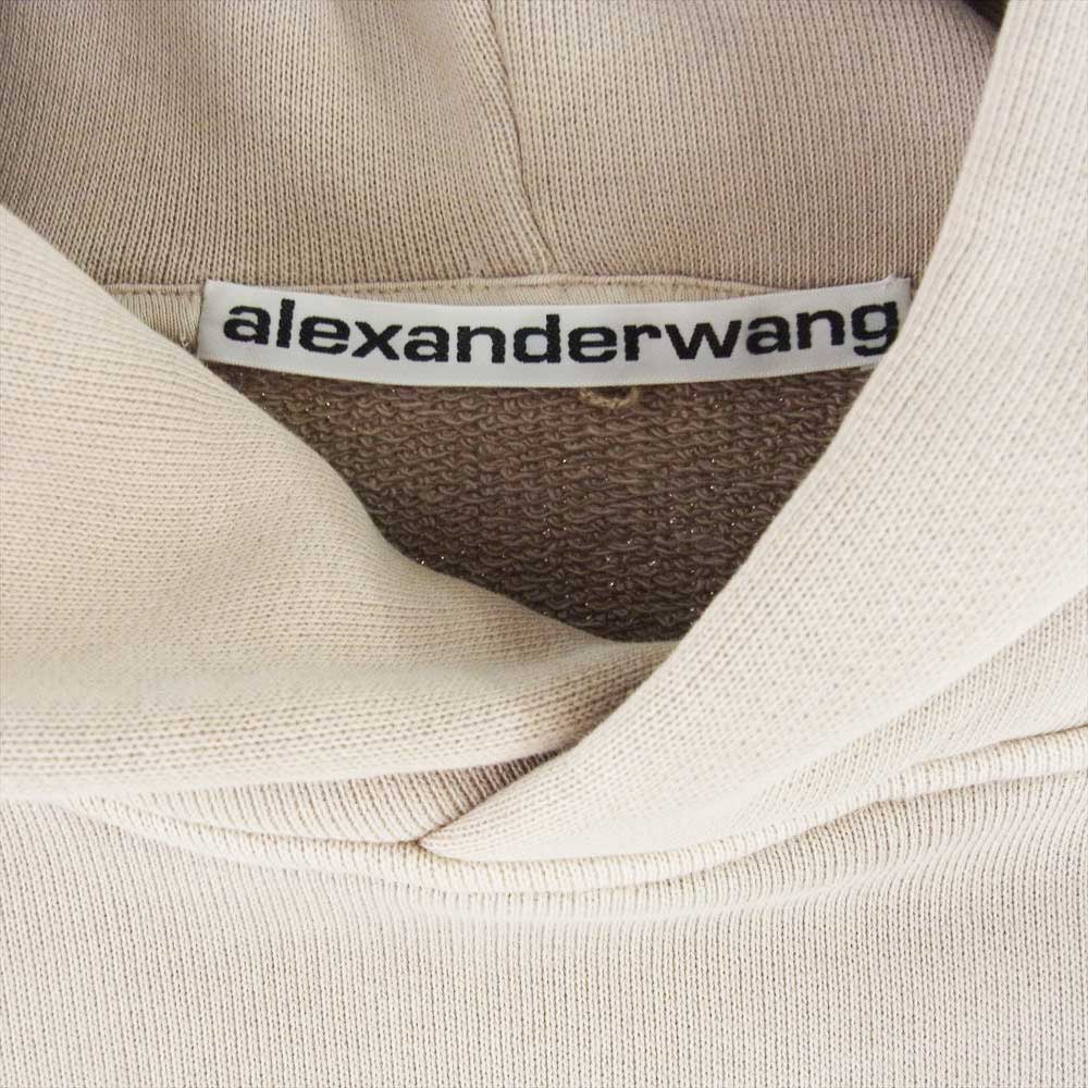 Alexander Wang アレキサンダーワン 22SS UCC3221534 SWEATSHIRT HOODIE WITH EMBOSSED LOGO  エンボスロゴ刺繍 フーディー スウェット パーカー ベージュ系 M【中古】