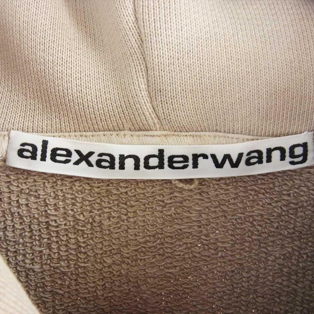 Alexander Wang アレキサンダーワン 22SS UCC3221534 SWEATSHIRT HOODIE WITH EMBOSSED LOGO  エンボスロゴ刺繍 フーディー スウェット パーカー ベージュ系 M【中古】