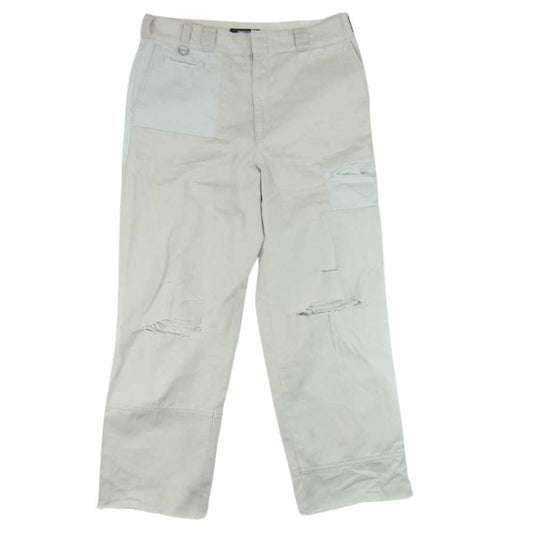 UNDERCOVER アンダーカバー 23SS UC1C4511 チノクロス ランダム切替 ダメージ ワークパンツ オフホワイト系 4【中古】