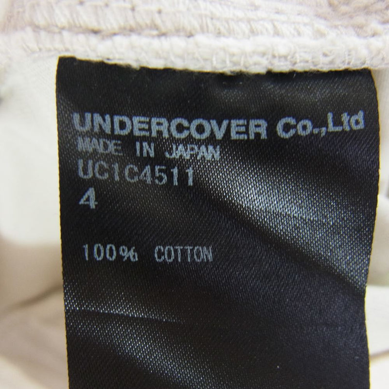 UNDERCOVER アンダーカバー 23SS UC1C4511 チノクロス ランダム切替 ダメージ ワークパンツ オフホワイト系 4【中古】