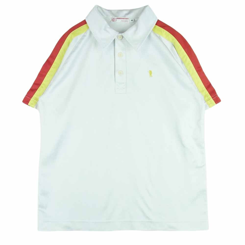 A BATHING APE アベイシングエイプ フロント ワッペン ライン ショート スリーブ ポロ シャツ ホワイト系 M【中古】