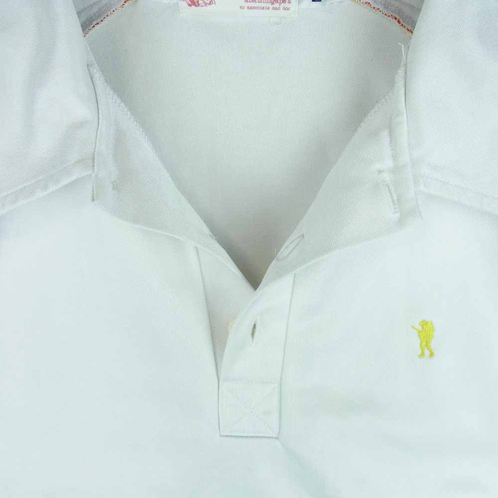 A BATHING APE アベイシングエイプ フロント ワッペン ライン ショート スリーブ ポロ シャツ ホワイト系 M【中古】