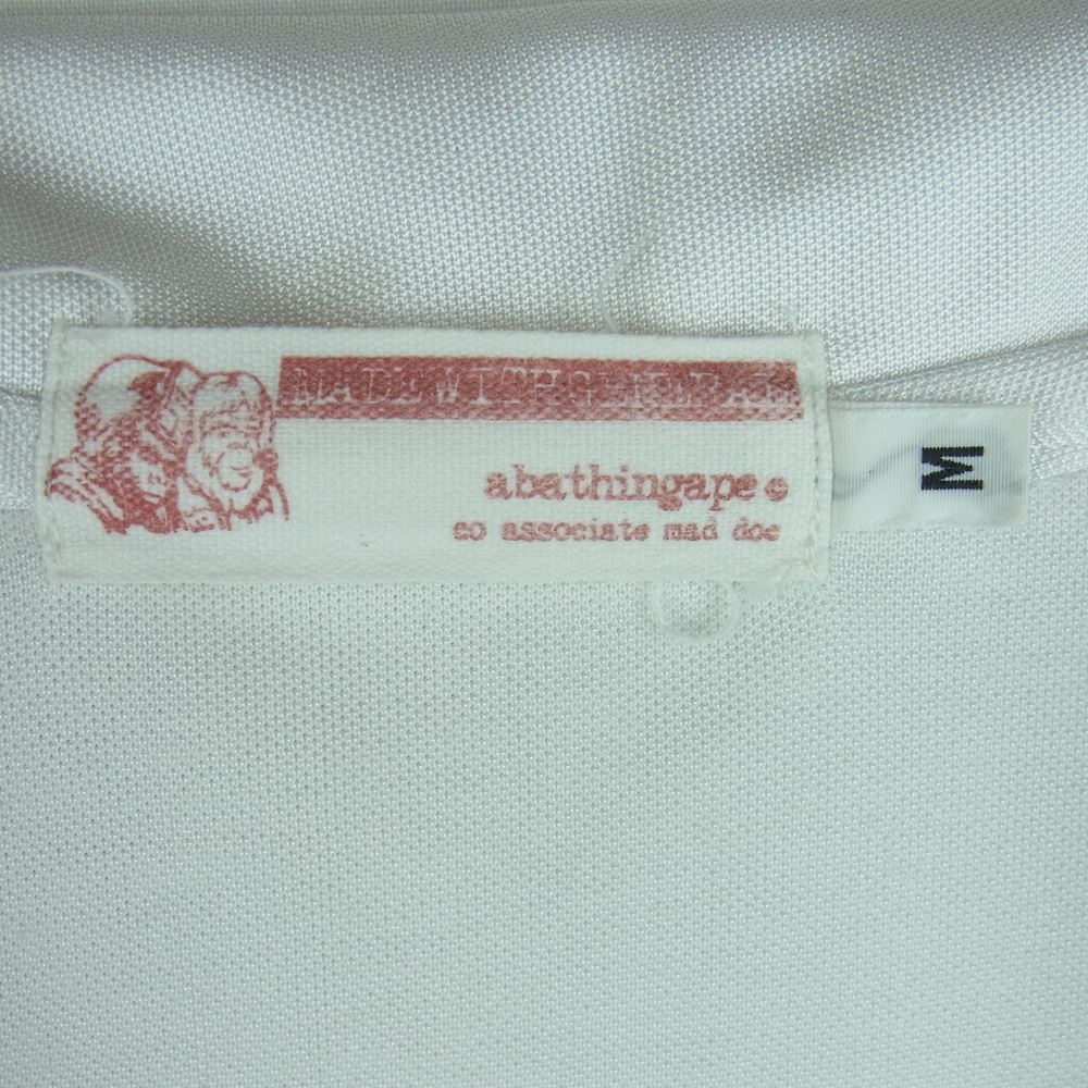 A BATHING APE アベイシングエイプ フロント ワッペン ライン ショート スリーブ ポロ シャツ ホワイト系 M【中古】