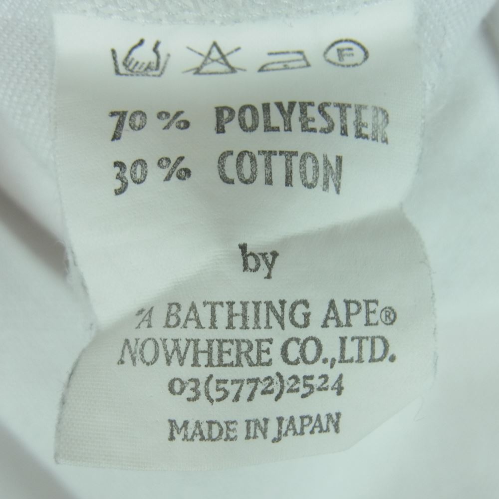 A BATHING APE アベイシングエイプ フロント ワッペン ライン ショート スリーブ ポロ シャツ ホワイト系 M【中古】