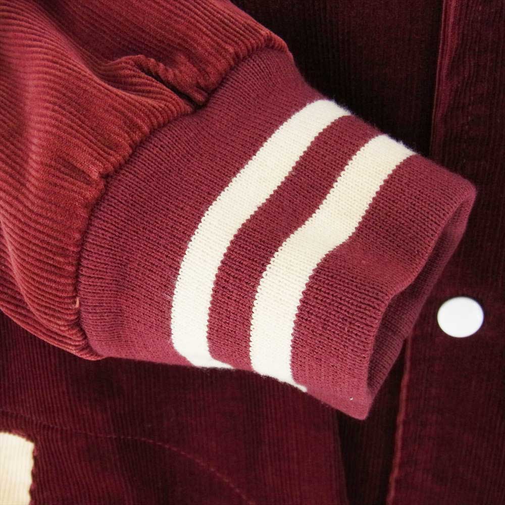 A BATHING APE アベイシングエイプ コーデュロイ ブルゾン 刺繍 ワッペン コーチ ジャケット ワインレッド系 L【中古】