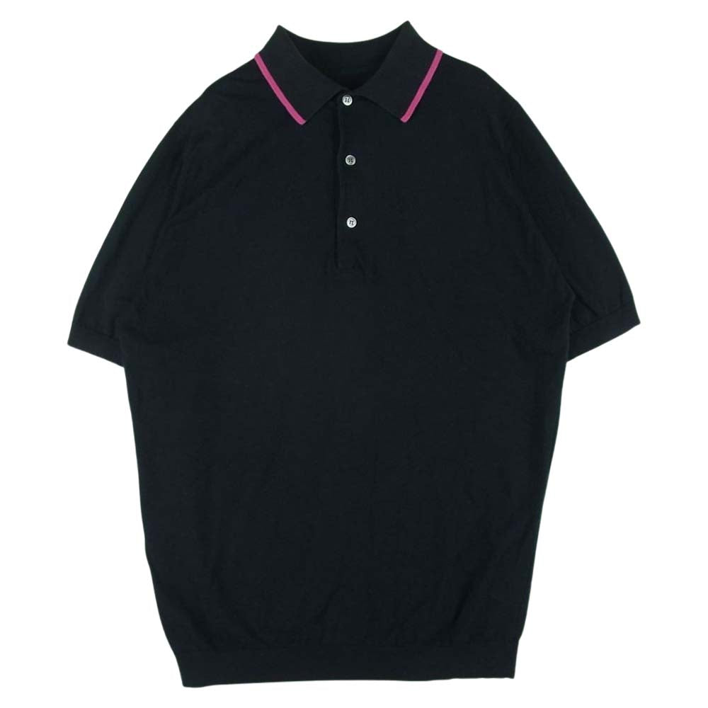 uniform experiment ユニフォームエクスペリメント UE-170088 KNIT POLO 半袖 ポロ シャツ コットン 日本製 ブラック系 2【中古】