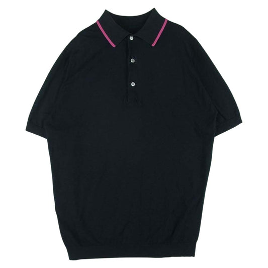 uniform experiment ユニフォームエクスペリメント UE-170088 KNIT POLO 半袖 ポロ シャツ コットン 日本製 ブラック系 2【中古】