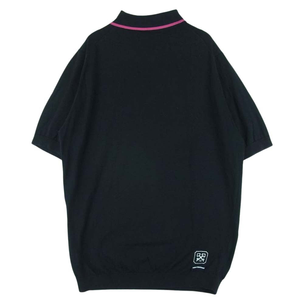 uniform experiment ユニフォームエクスペリメント UE-170088 KNIT POLO 半袖 ポロ シャツ コットン 日本製 ブラック系 2【中古】