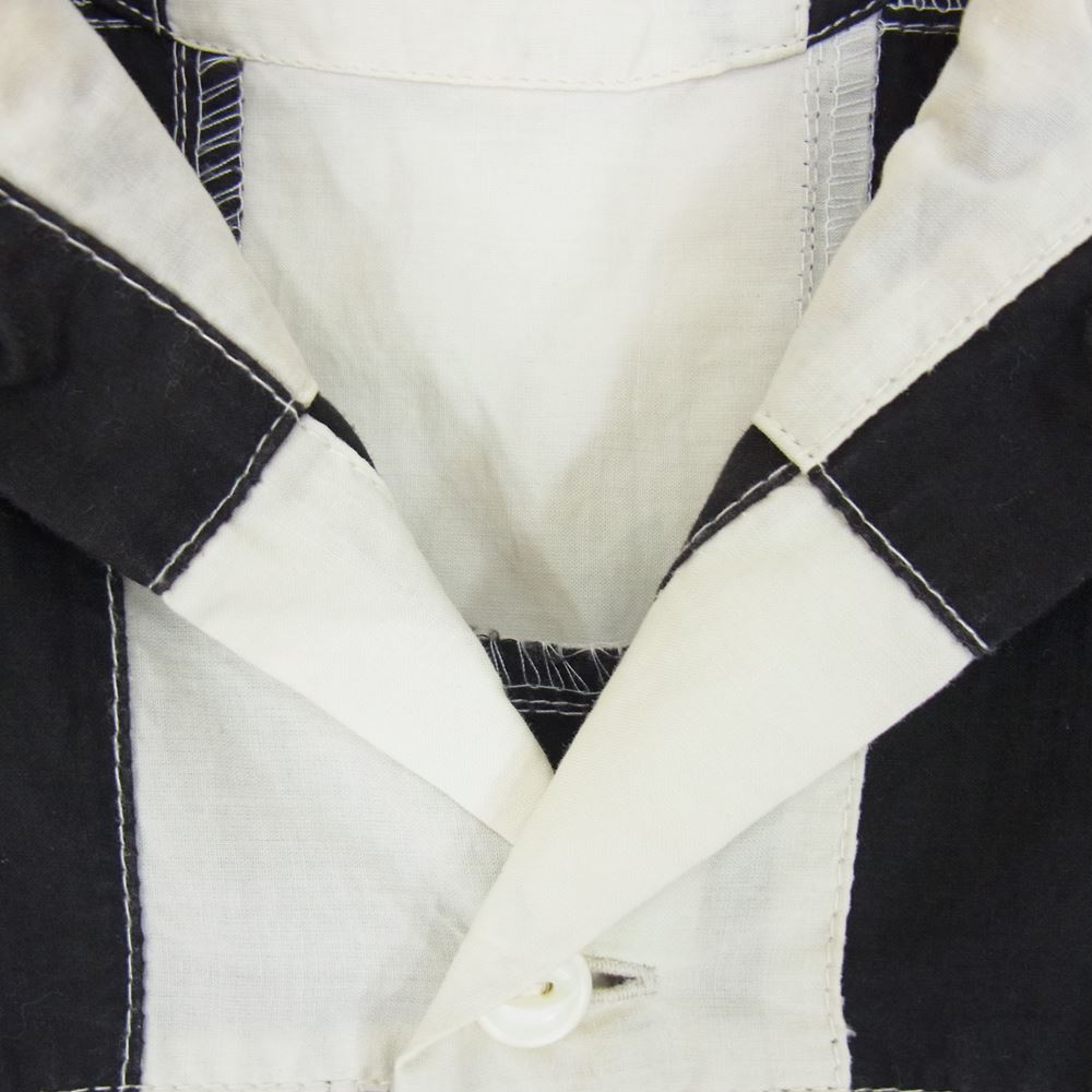 RRL ダブルアールエル オープンカラー 半袖 パッチワーク ブロック チェック シャツ ブラック系 M【中古】
