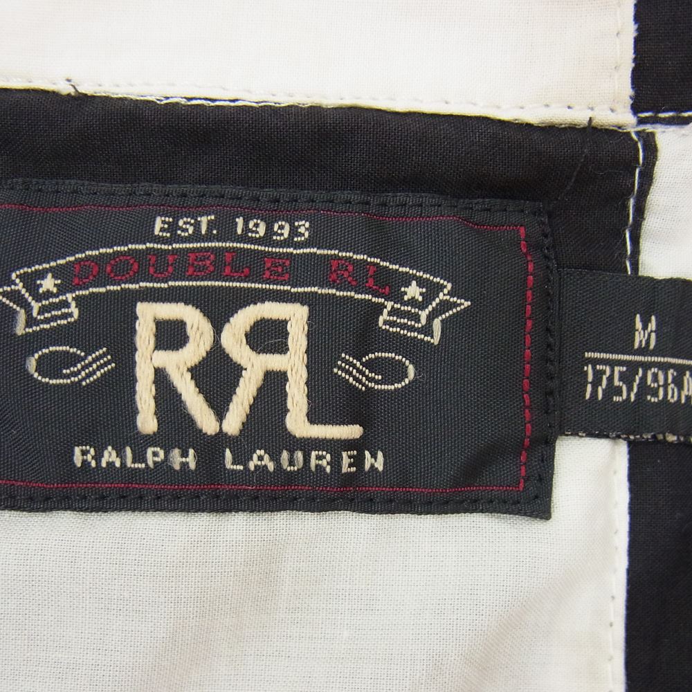 RRL ダブルアールエル オープンカラー 半袖 パッチワーク ブロック チェック シャツ ブラック系 M【中古】