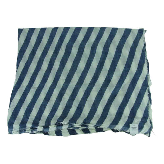 VISVIM ビズビム 大判 ボーダー ストール イタリア製 ネイビー系 オフホワイト系【中古】