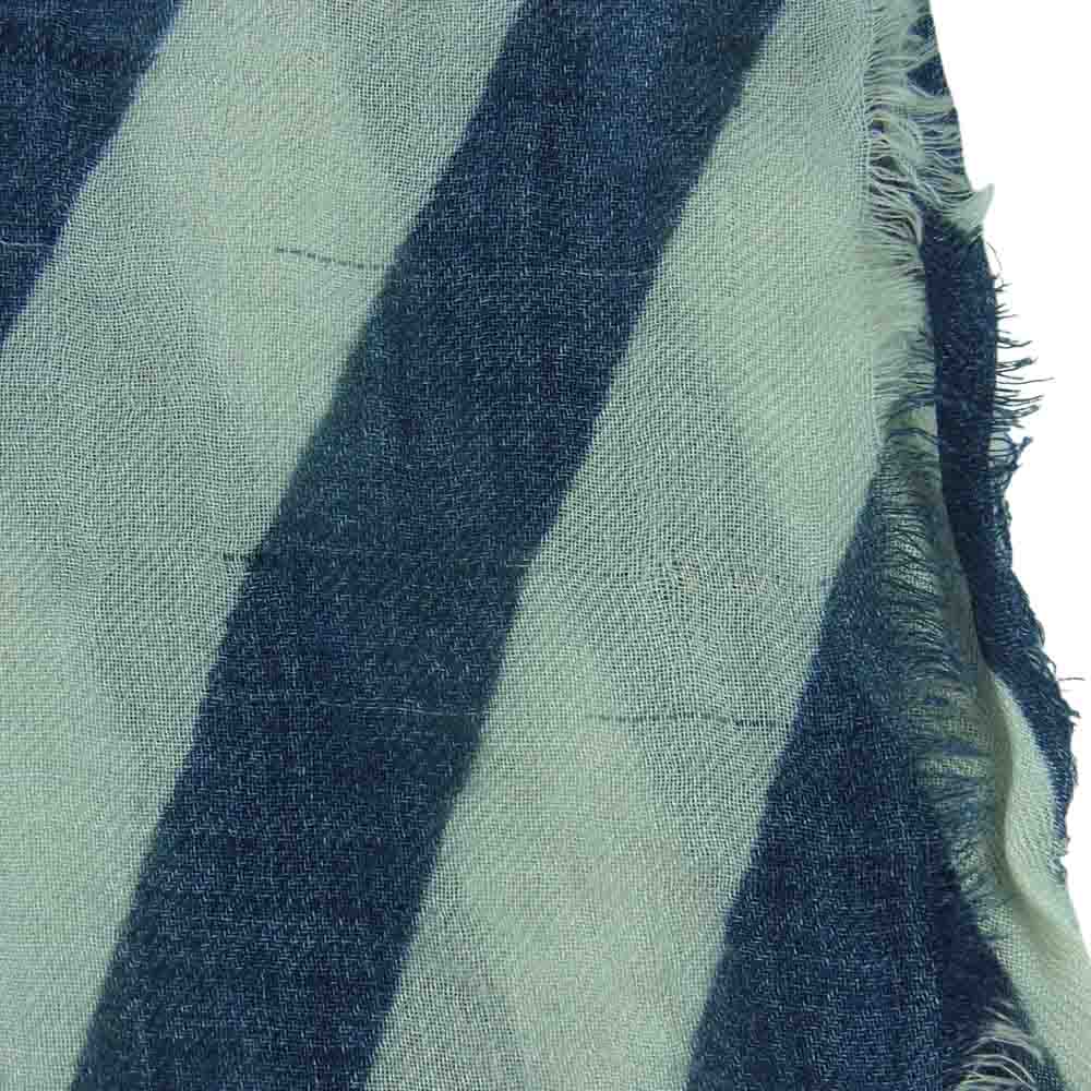 VISVIM ビズビム 大判 ボーダー ストール イタリア製 ネイビー系 オフホワイト系【中古】