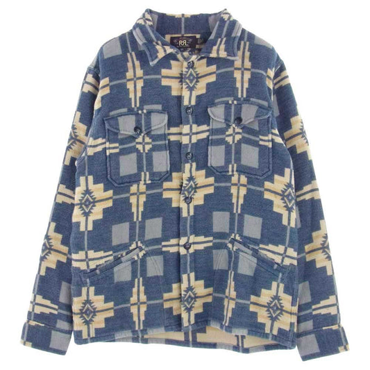 RRL ダブルアールエル 782725901001 ネイティブ 総柄 ウール ジャケット ブルー系 グレー系 ベージュ系 M【中古】