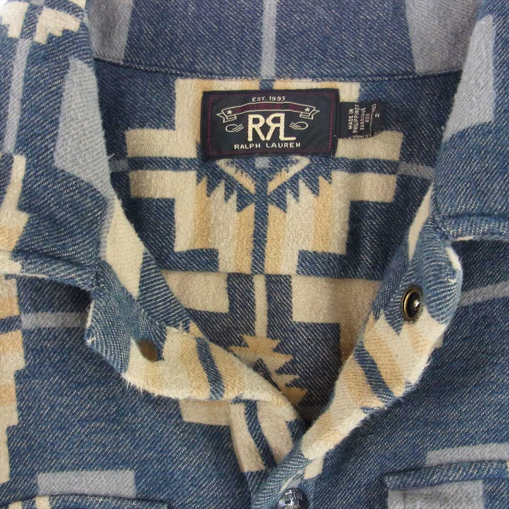 RRL ダブルアールエル 782725901001 ネイティブ 総柄 ウール ジャケット ブルー系 グレー系 ベージュ系 M【中古】