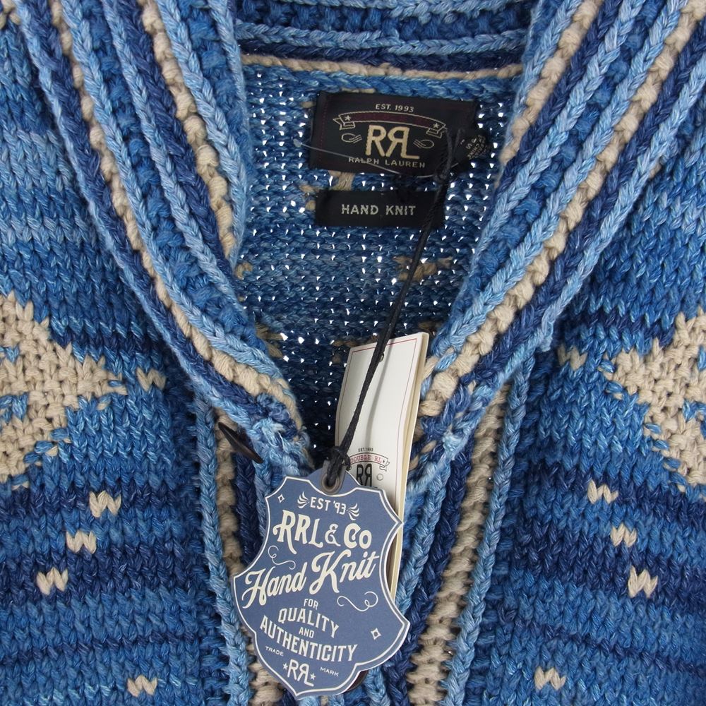 RRL ダブルアールエル 782725582001 HAND KNIT CARDIGAN INDIGO インディゴ ショールカラー ハンド ニット カーディガン ブルー系 S【美品】【中古】