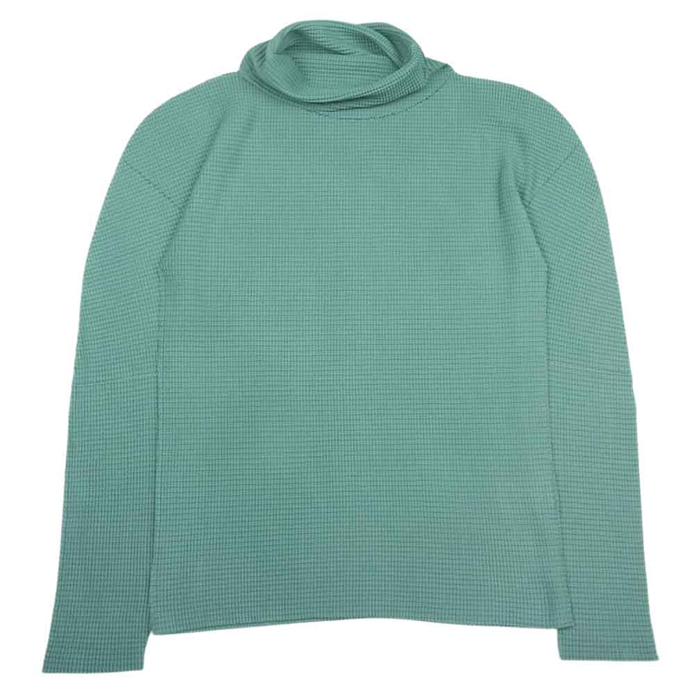 ISSEY MIYAKE イッセイミヤケ me  ミー MI11KL521 ボックスプリーツ ハイネック ロング スリーブ メッシュ カットソー グリーン系【中古】