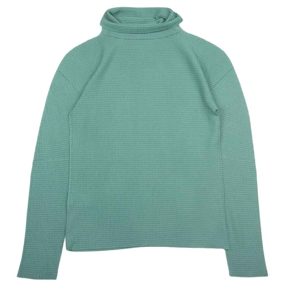 ISSEY MIYAKE イッセイミヤケ me  ミー MI11KL521 ボックスプリーツ ハイネック ロング スリーブ メッシュ カットソー グリーン系【中古】