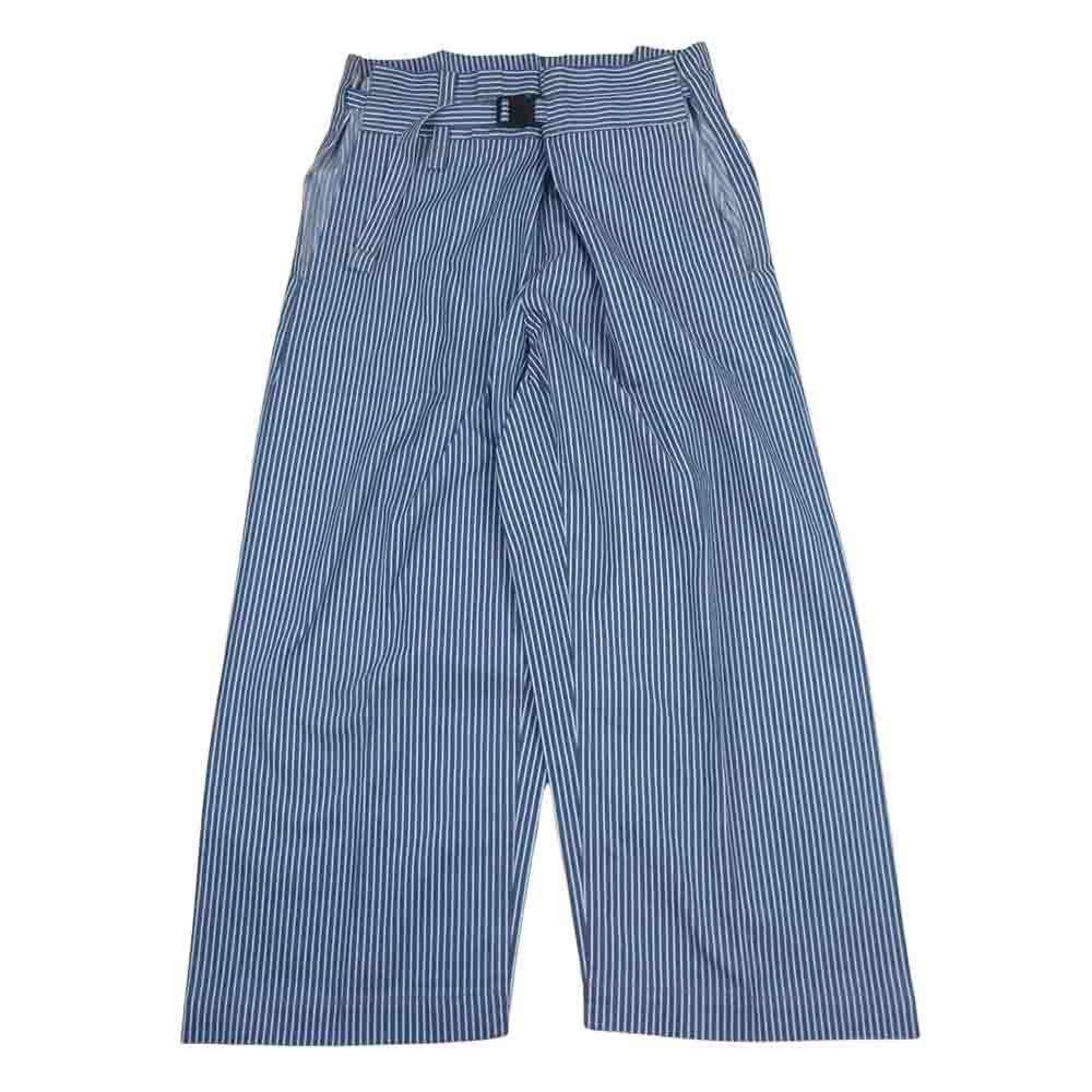 ISSEY MIYAKE イッセイミヤケ me ミー MI23FF254 ストライプ ロング ワイドパンツ  インディゴブルー系【中古】