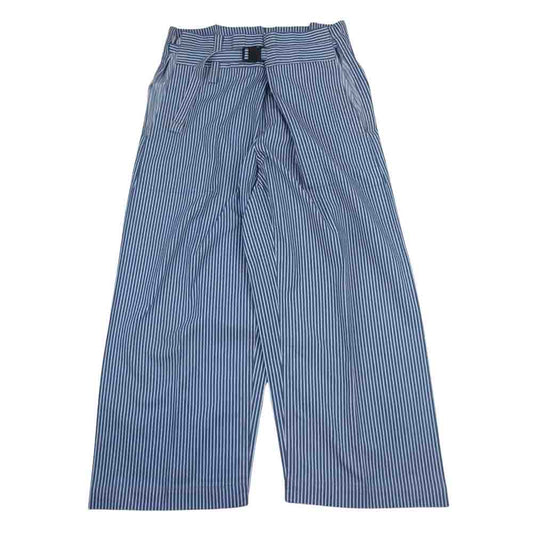 ISSEY MIYAKE イッセイミヤケ me ミー MI23FF254 ストライプ ロング ワイドパンツ  インディゴブルー系【中古】