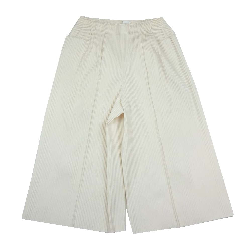 ISSEY MIYAKE イッセイミヤケ me ミー MI14KF252 プリーツ加工 クロップド ワイドパンツ ホワイト ホワイト系【中古】