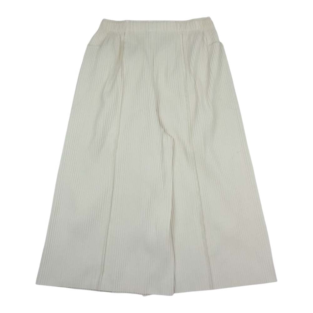 ISSEY MIYAKE イッセイミヤケ me ミー MI14KF252 プリーツ加工 クロップド ワイドパンツ ホワイト ホワイト系【中古】