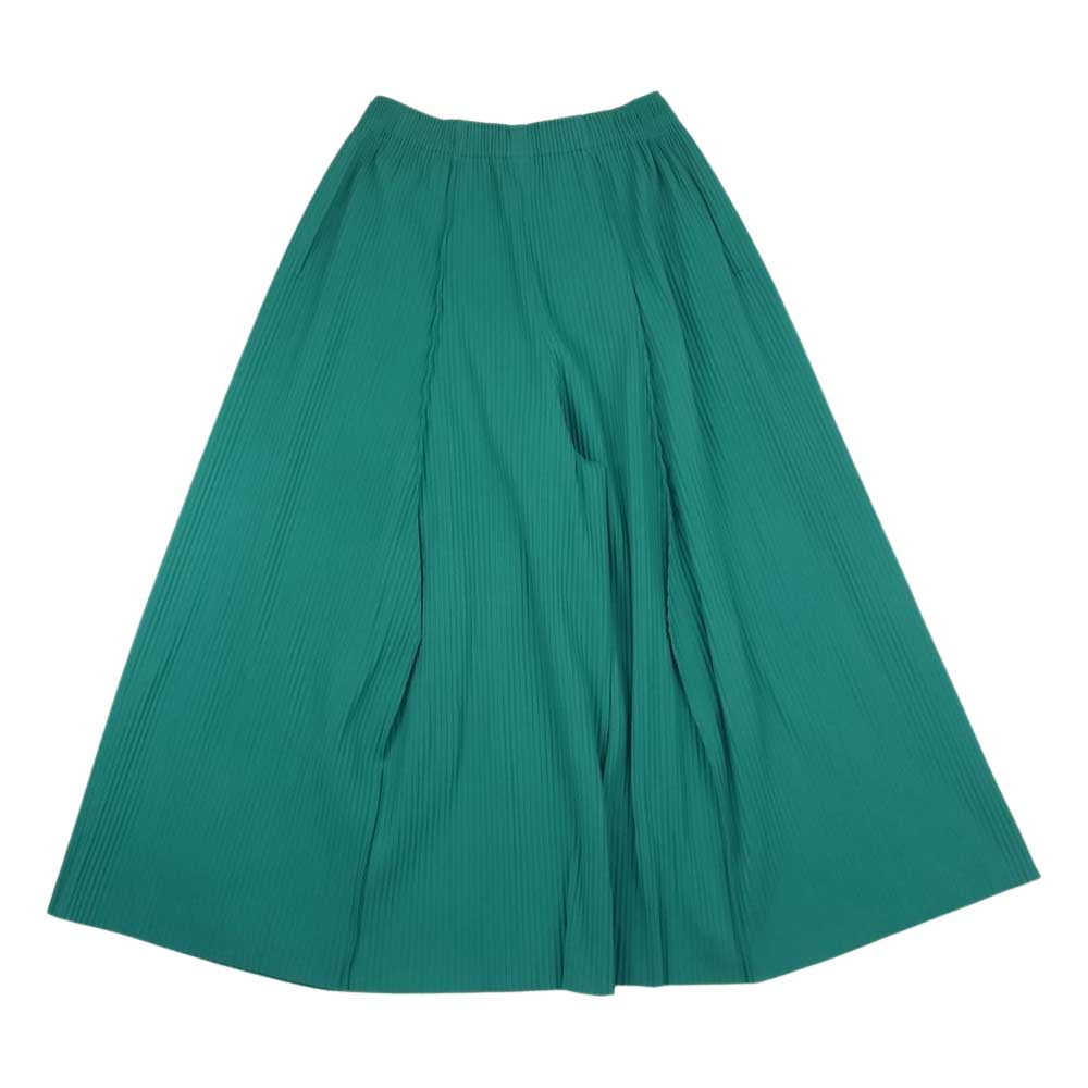 ISSEY MIYAKE イッセイミヤケ me ミー MI22KF634 プリーツ加工 ロング ワイドパンツ グリーン グリーン系【中古】