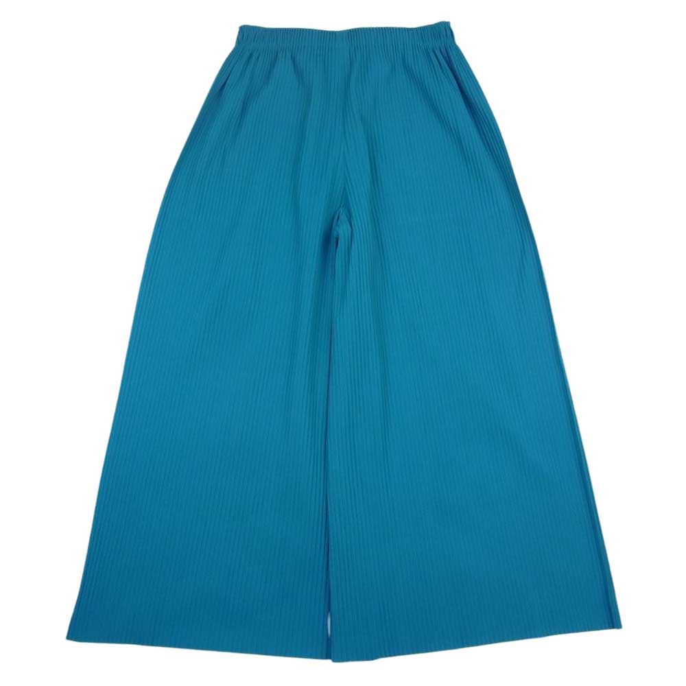 ISSEY MIYAKE イッセイミヤケ me ミー MI24KF418 プリーツ加工 ロング ワイドパンツ ブルー ターコイズブルー系【中古】